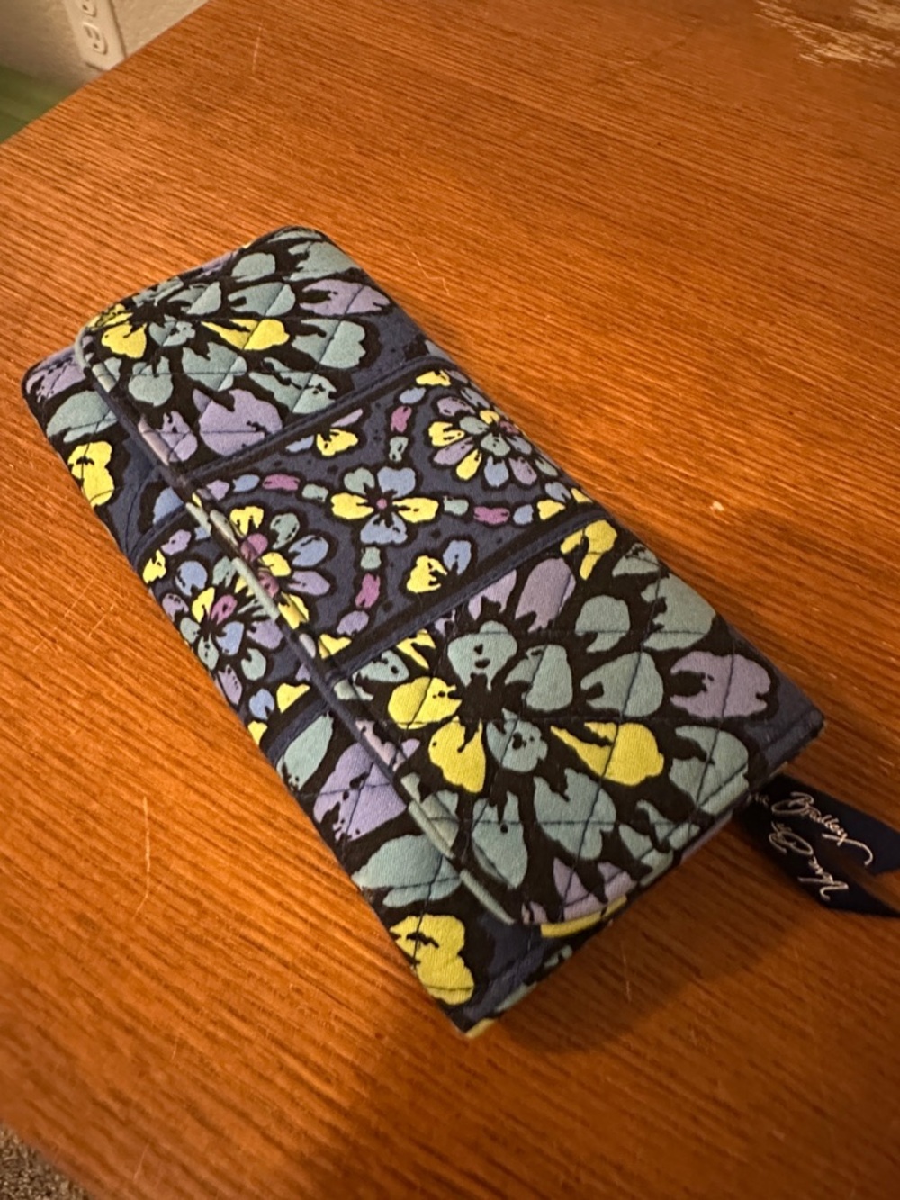 Vera Bradley Floral Quilted Wallet in Yellow, Lavender & Teal